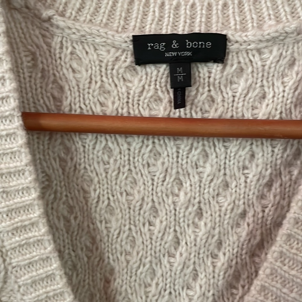 rag & bone wool blend cable knit beige vest, size M - Picture 2 of 7